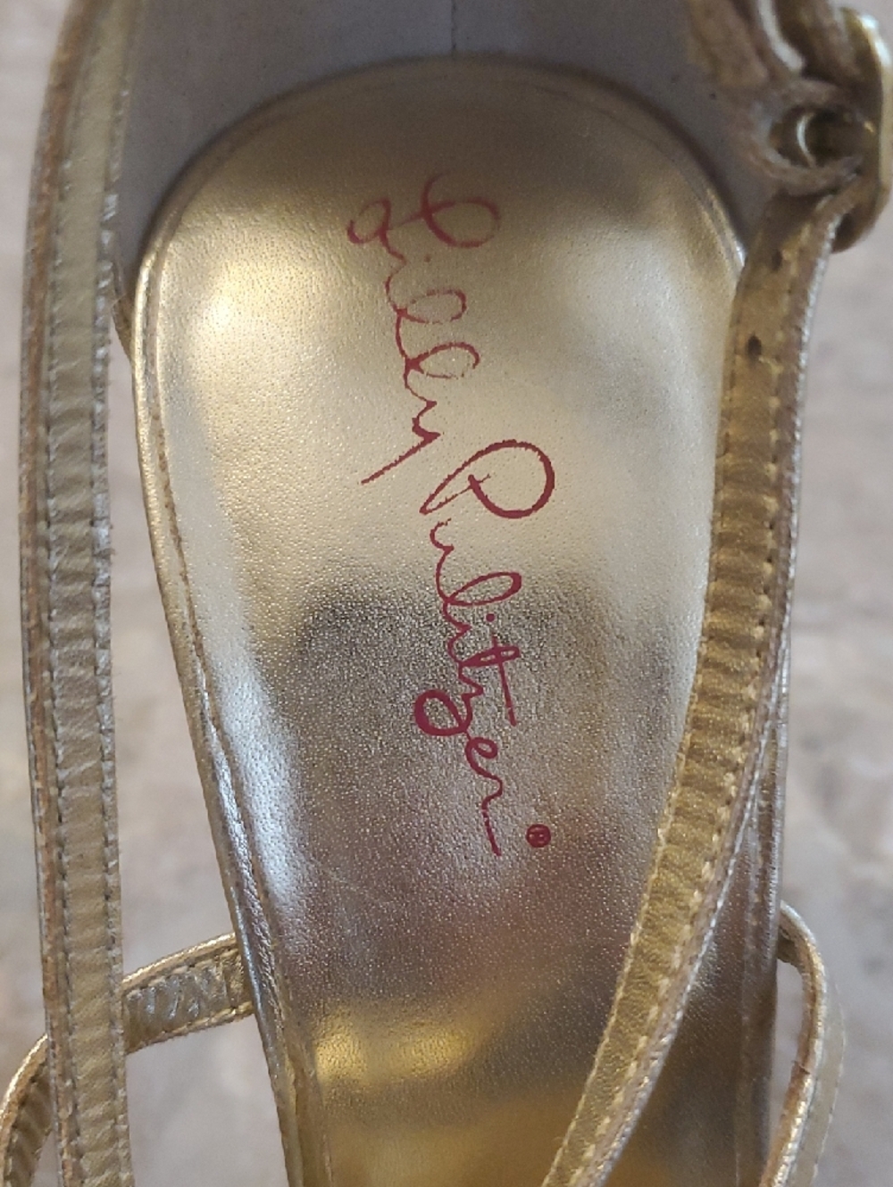 Lily Pulitzer Strappy Heels Gold Sandals Size 7 - Picture 6 of 13